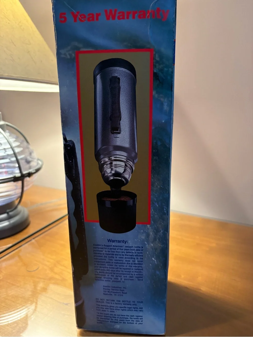 Aladdin Rugged American Steel Vacuum Thermos - Gray/Black 1 quart New